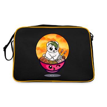 Ramen kitty - Retro Tasche - Schwarz/Gold - Hinten
