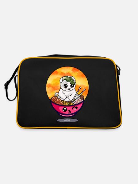 Ramen kitty - Retro Tasche - Schwarz/Gold