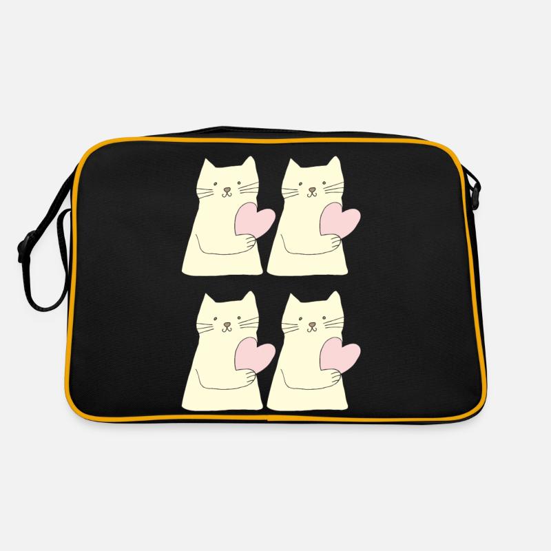 Chat 4 fois coeur Sac Retro
