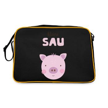 Petite truie cochon rose Enfants Décoration de crèche - Sac Retro - noir/or - Dos