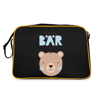 Petit Ours Bleu Clair Garçon Pépinière Anniversaire - Sac Retro - noir/or - Dos