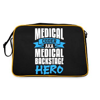 medical coder aka medical backstage hero Design - Retro Tasche - Schwarz/Gold - Hinten