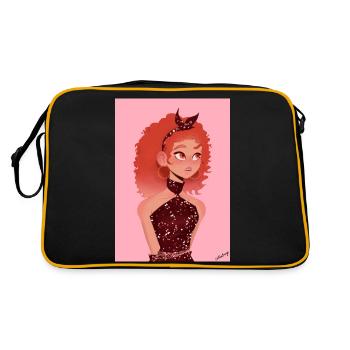 Illustration of an animated girl with red ✨ hair - Retro Bag - black/gold - Back