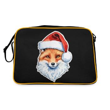 Fuchs Weihnachten Wasserfarben - Retro Tasche - Schwarz/Gold - Hinten