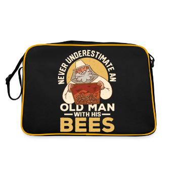 Ne sous-estimez jamais un vieil homme avec son apier d’abeilles - Sac Retro - noir/or - Dos