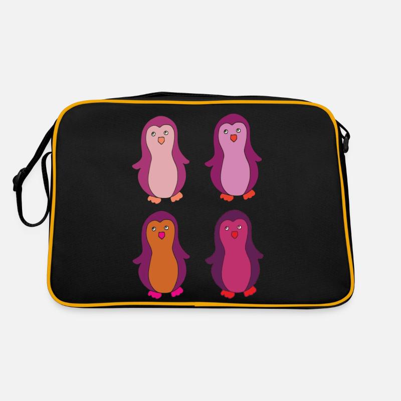 pinguin 4fach bunt Retro Tasche