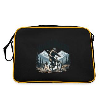 into the Wilderness - Grizzly on bike - Retro Tasche - Schwarz/Gold - Hinten