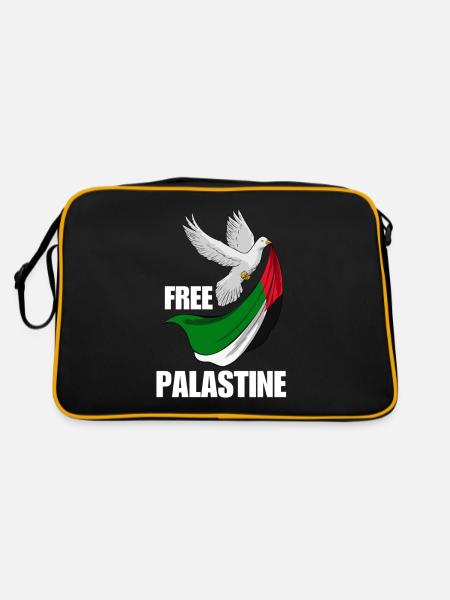 Free Palestine Design – Déclaration pour la paix - Sac Retro - noir/or - Dos
