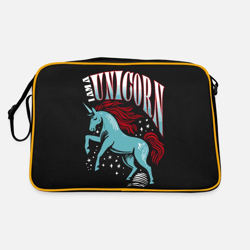 I am a Unicorn - Einhorn - Retro Tasche - Schwarz/Gold