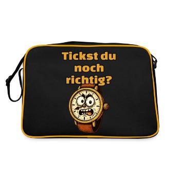 Are you still ticking right? An angry clock - Retro Bag - black/gold - Back