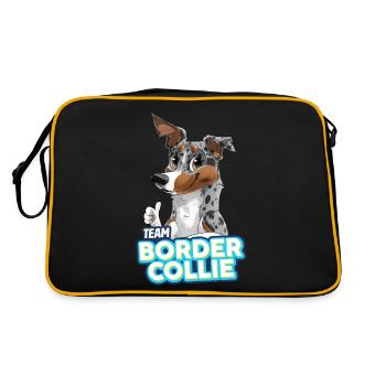 TEAM Border Collie Poil Court - Bleu Merle Tri - Sac Retro - noir/or - Dos