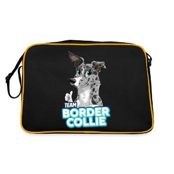 TEAM Border Collie Poil Court - Bleu Merle - Sac Retro - noir/or - Dos