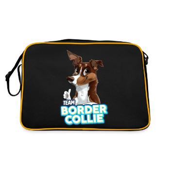 TEAM Border Collie Shorthair - Red Tricolor - Retro Bag - black/gold - Back