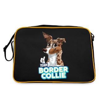TEAM Border Collie Short Hair - MerleTri Red - Retro Bag - black/gold - Back
