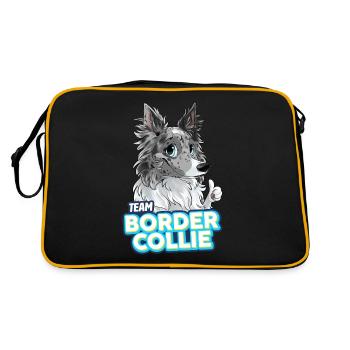 TEAM Border Collie Poils Longs - Bleu Merle - Sac Retro - noir/or - Dos