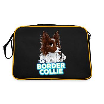 TEAM Border Collie Long Hair - Red - Retro Bag - black/gold - Back