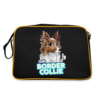 TEAM Border Collie Long Hair - Red Merle Tri - Retro Bag - black/gold - Back