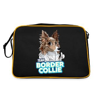 TEAM Border Collie Lo,gs Bristles - Red Merle - Retro Bag - black/gold - Back