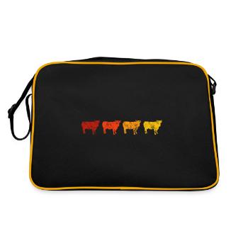 Rind Kühe Landwirtschaft Retro Kuh Landwirt Bauer - Retro Tasche - Schwarz/Gold - Hinten