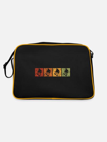 Skateboarder Skateboard Skater Skate Skateing - Retro Bag - black/gold - Back