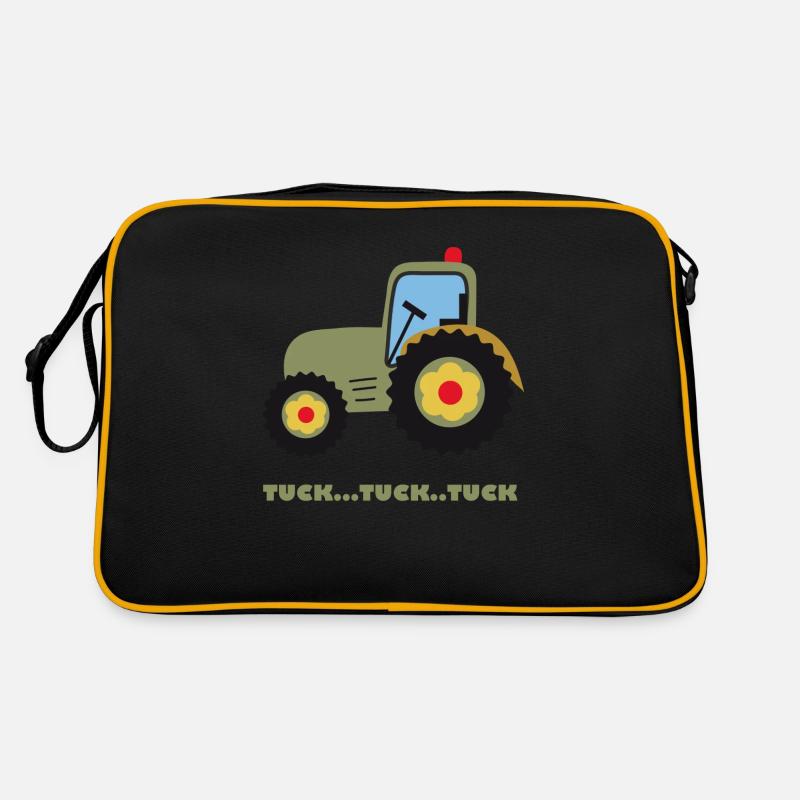 Traktor Geschenk für Traktorfans Kinder - Retro Tasche - Schwarz/Gold