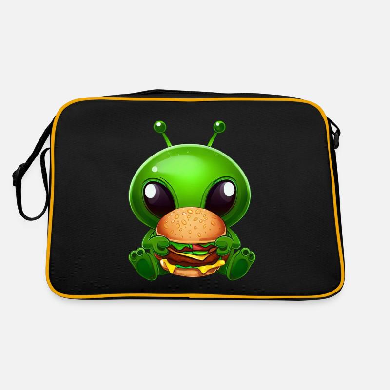 Extraterrestre vert appréciant la restauration rapide Sac Retro