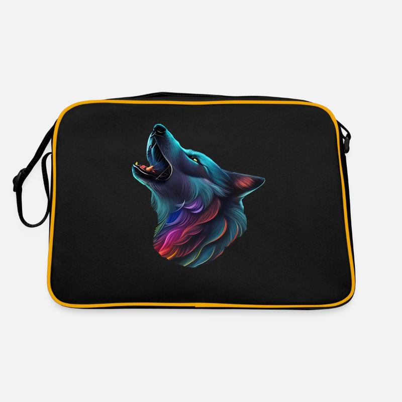 Bunter Wolf Retro Tasche