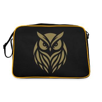 Hibou des bois sage : art de la silhouette de hibou fauve - Sac Retro - noir/or - Dos