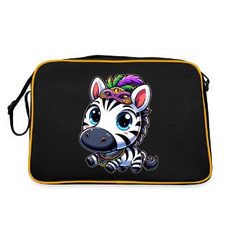 Karnevals-Zebra: Mardi Gras mit Maske - Retro Tasche - Schwarz/Gold - Hinten