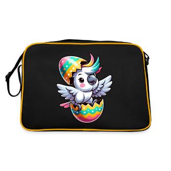 Easter Cockatoo in Eggshell, Clumsy Bird - Retro Bag - black/gold - Back