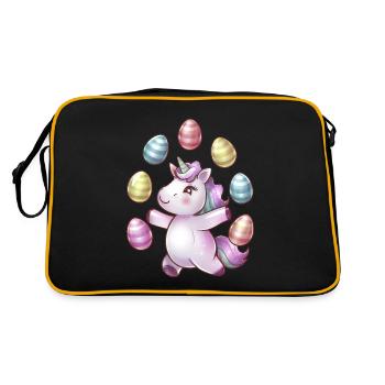 Einhorn Osterei-Jonglage - Retro Tasche - Schwarz/Gold - Hinten