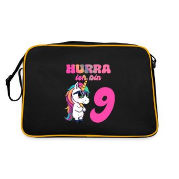 Licorne d’anniversaire des enfants de 9 ans - Hourra j’ai 9 ans - Sac Retro - noir/or - Dos
