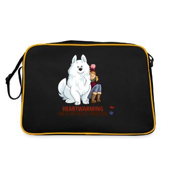 Samoyed Winter Christmas Gift Dog Love - Retro Bag - black/gold - Back