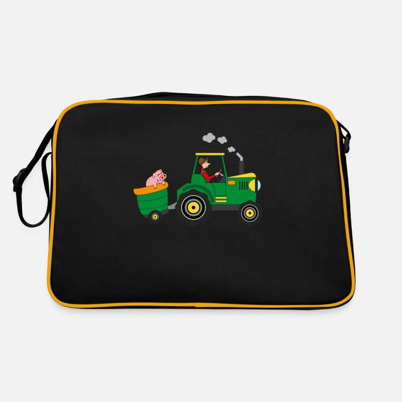 Tractor farmer professions trailer boy without text Retro Bag