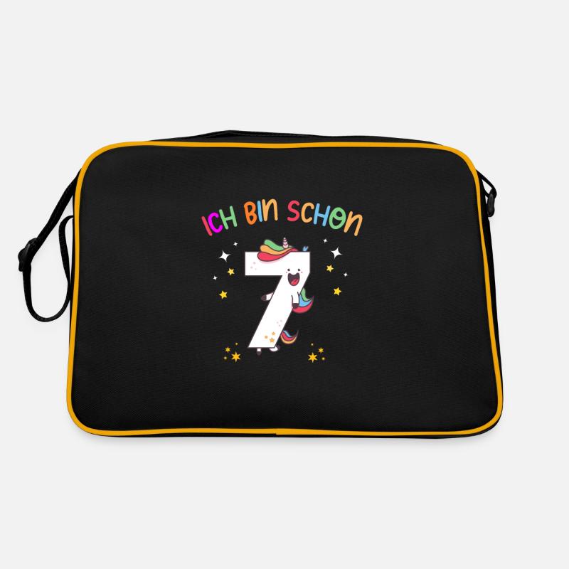 bin schon 7 - 7. Geburtstag Junge Mädchen einhorn Retro Tasche