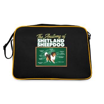 Anatomie d’un chien de berger des Shetland I Drôle de chien de berger - Sac Retro - noir/or - Dos