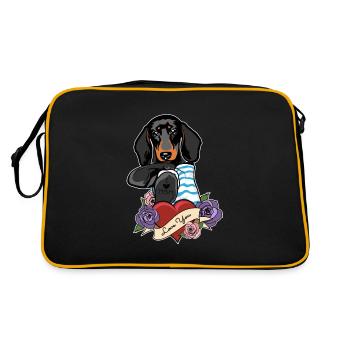 J’aime maman Tatouage I Teckel Maman - Sac Retro - noir/or - Dos