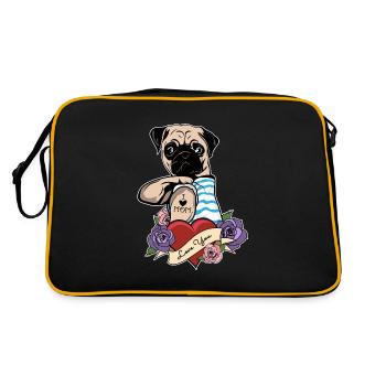 I Love Mom Tattoo I Pug Mom - Retro Bag - black/gold - Back