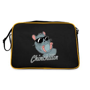Chinchilla Lovers I Pet Owners I Chinchilla - Retro Tasche - Schwarz/Gold - Hinten