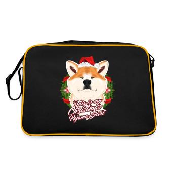 This Is My Christmas Pajama Shirt Akita Inu - Retro Tasche - Schwarz/Gold - Hinten