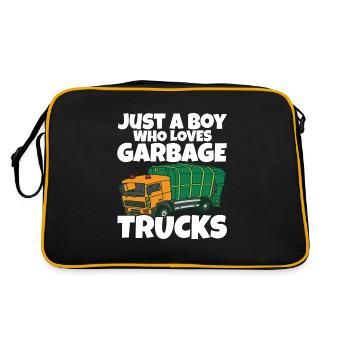Just A Boy Who Loves Garbage Trucks - Retro Tasche - Schwarz/Gold - Hinten