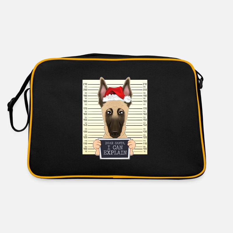 Dear Santa I Can Explain Belgian Malinois - Retro Tasche - Schwarz/Gold