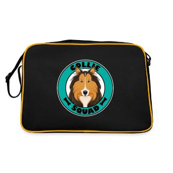 Collie Squad I Dog Lover I Collie - Retro Tasche - Schwarz/Gold - Hinten