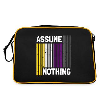 Nonbinary I LGBT Pride I Flag Barcode I Assume - Retro Tasche - Schwarz/Gold - Hinten
