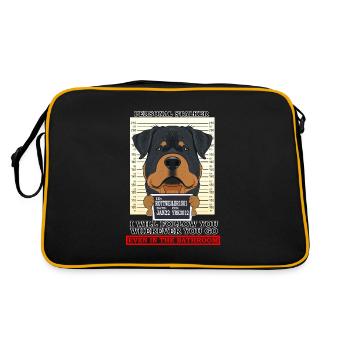 Rottweiler Personal Stalker Ill Follow You - Retro Tasche - Schwarz/Gold - Hinten