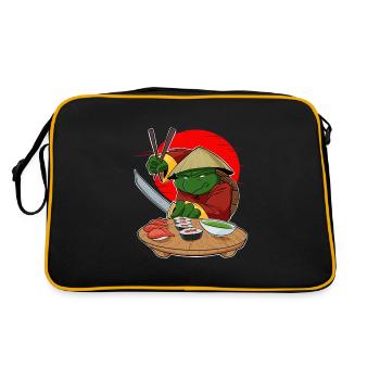 Samurai Sushi Turtle Japanese Food I Maki Lover - Retro Tasche - Schwarz/Gold - Hinten