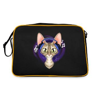 Mignon Devon Rex Cat I Music Lover I Casque - Sac Retro - noir/or - Dos