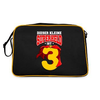 3. Geburtstag Superheld 3 Jahre Jungen Geschenk - Retro Tasche - Schwarz/Gold - Hinten