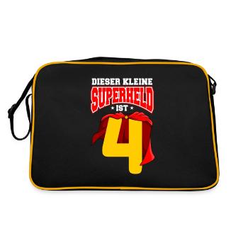 4. Geburtstag Superheld 4 Jahre Jungen Geschenk - Retro Tasche - Schwarz/Gold - Hinten