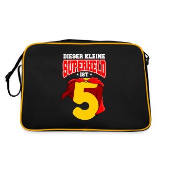 5. Geburtstag Superheld 5 Jahre Jungen Geschenk - Retro Tasche - Schwarz/Gold - Hinten